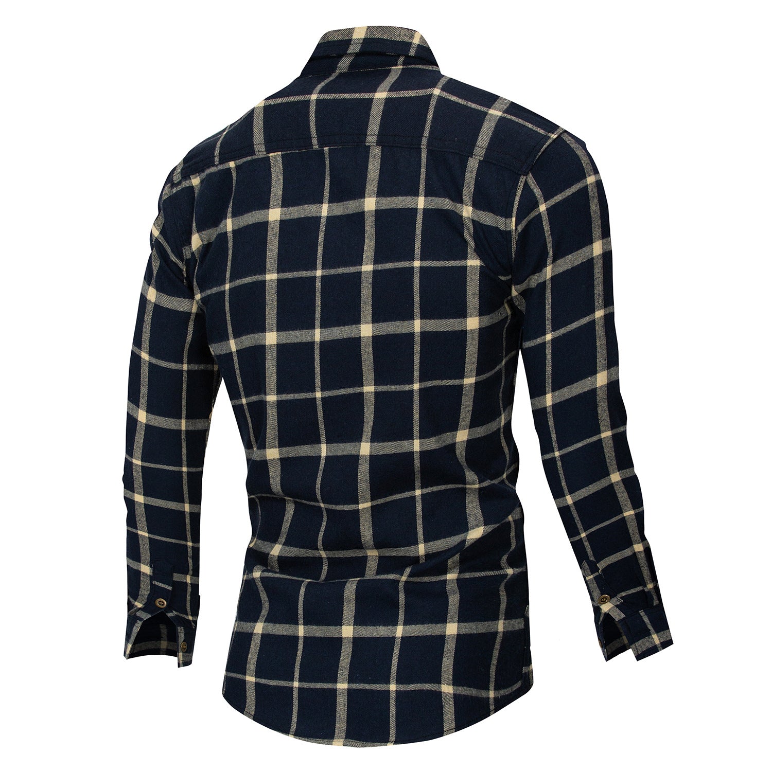 Fashion Men's Long-sleeved Denim Plaid Shirt