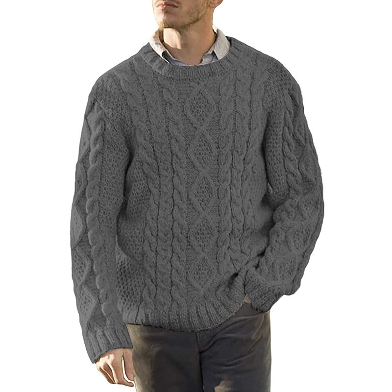 Men's American Solid Color Round Neck sweater