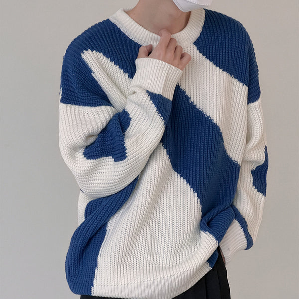 Cow Bump Color Pullover Sweater