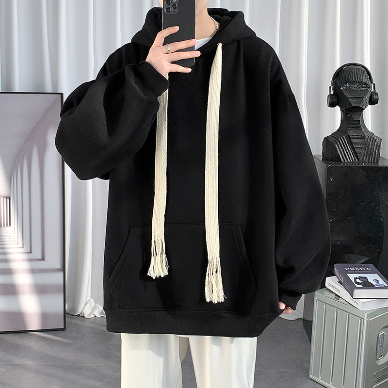 Men's Casual Large Braided Hooded Sweatshirt