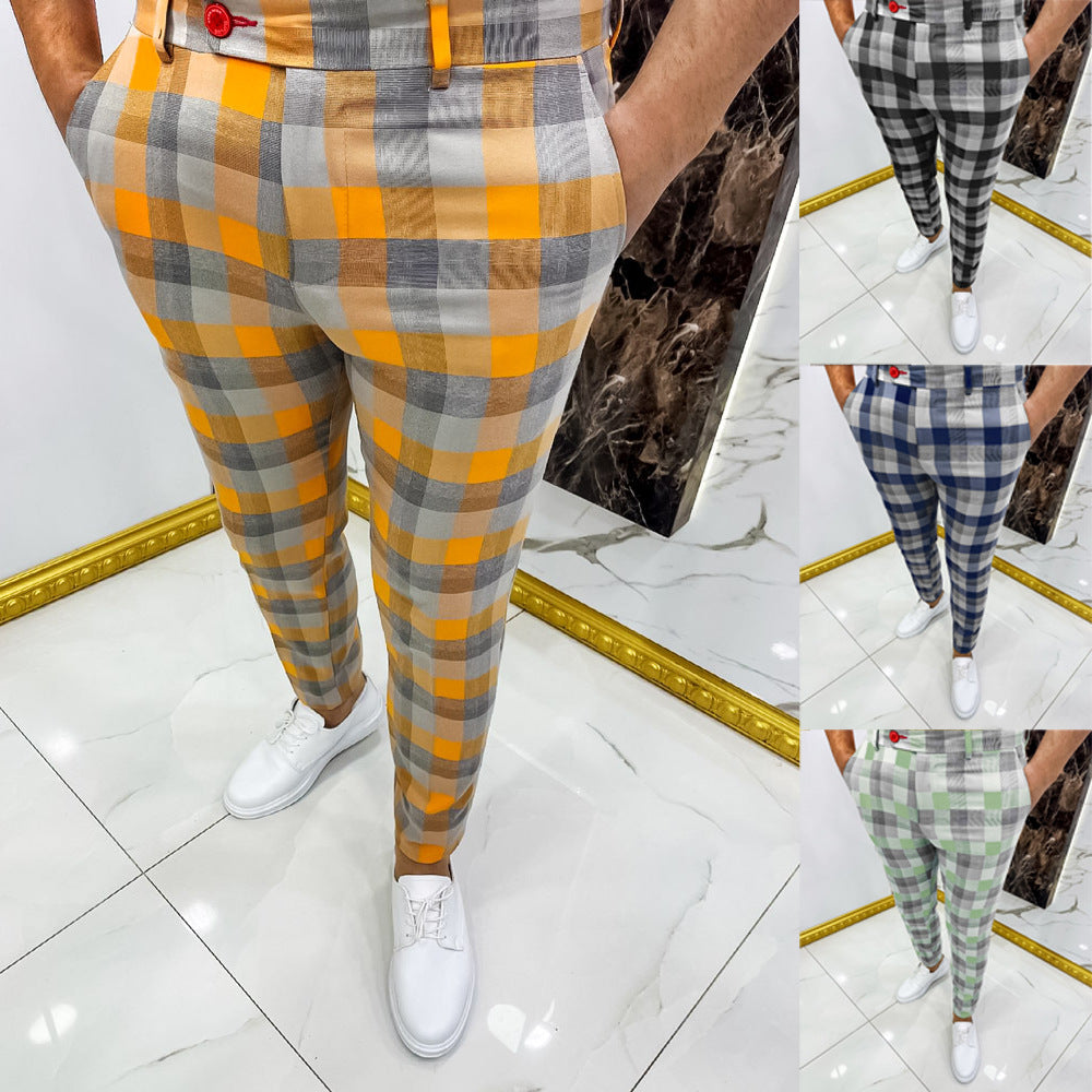 Men's Plaid Pants Plaid Casual Trousers