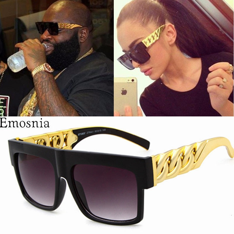 Big Gold Chain Gold Plated Twist Legs Punk Glasses Tyrant Sunglasses