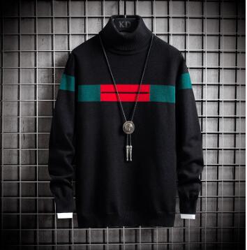 Men's Long Sleeve Letter Turtleneck Pullover sweater