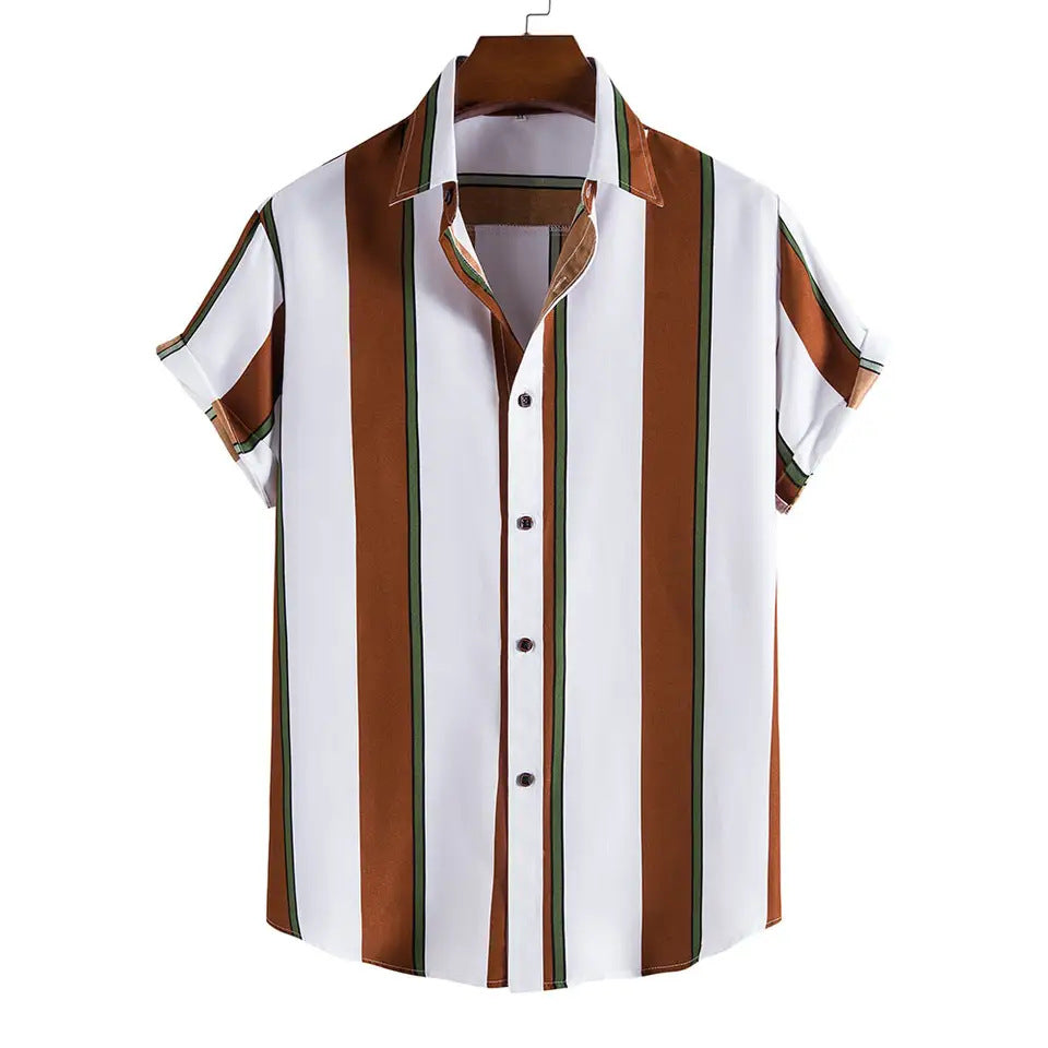 Summer Men's Striped Short-sleeved Shirt