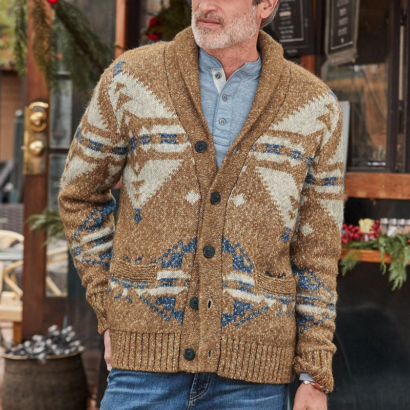 Plus Size Men's Knitted Sweater Winter Warm Coat