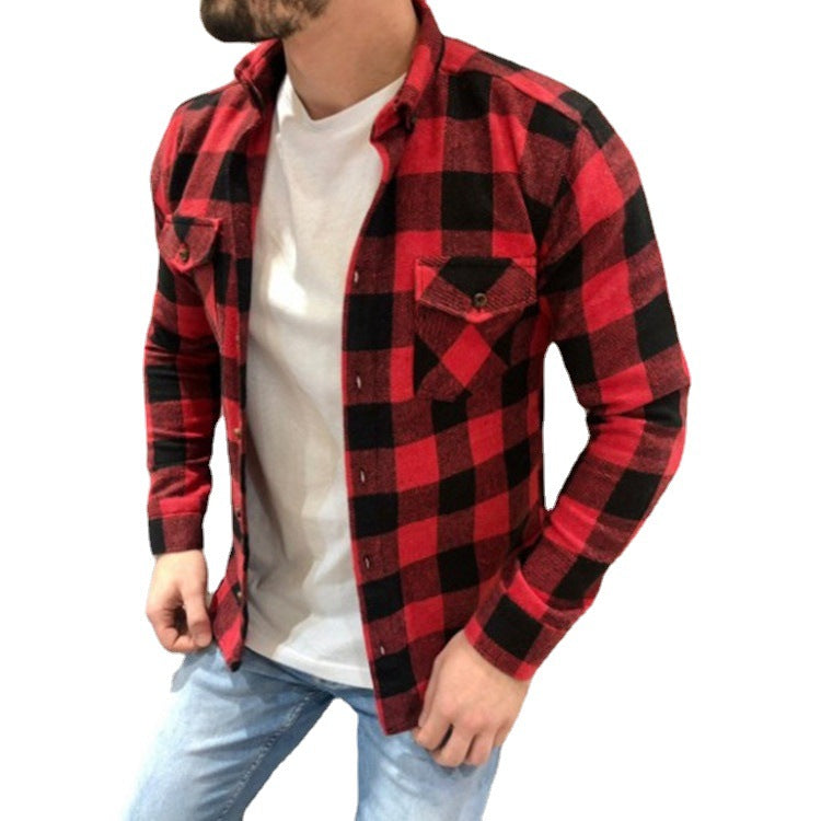 Cotton Brushed Plaid Shirt For Men