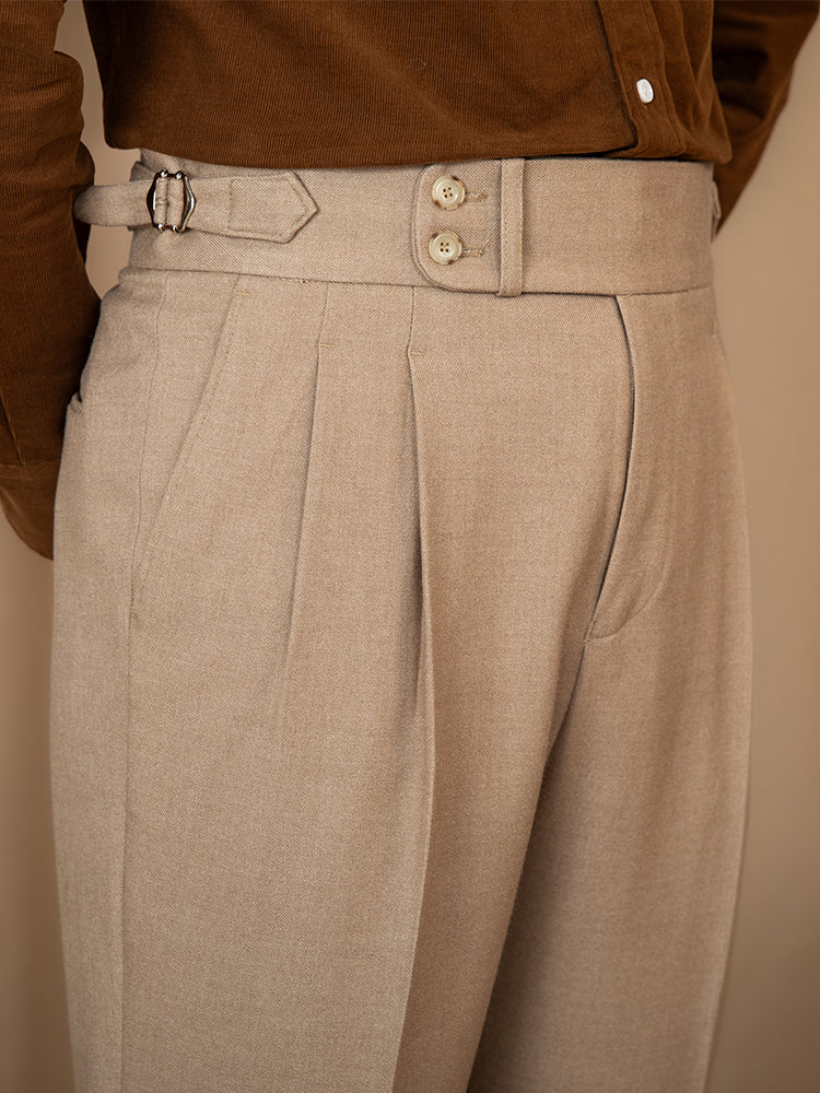 Gstaad Double Pleated Straight Fit Trousers