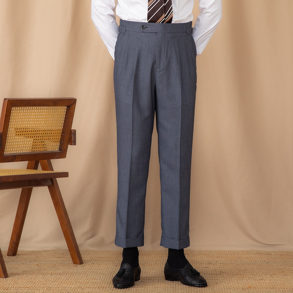 Sorrento Birdseye Textured Double Pleated Trousers