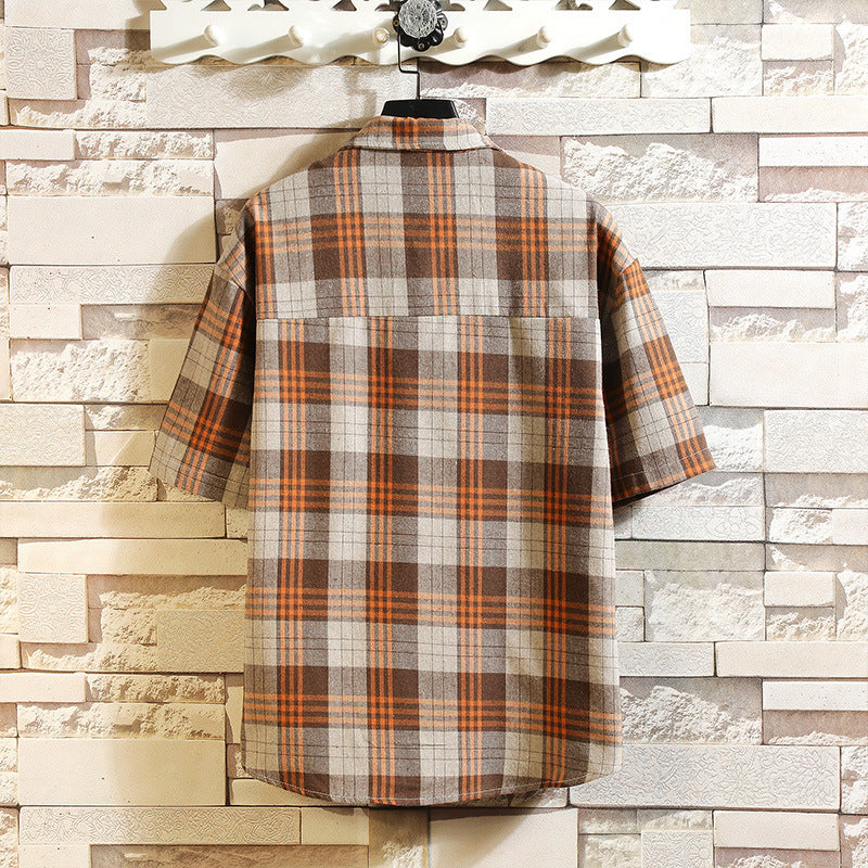 Men's Plus Size Casual Short-sleeved Plaid Shirt