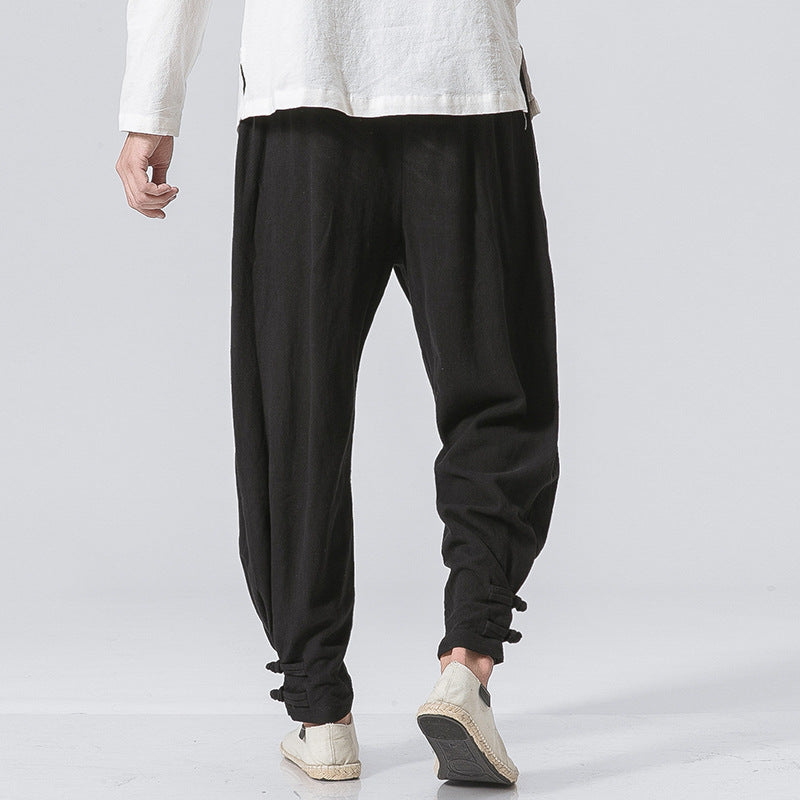 Men's Casual Cotton Linen Loose Harem Pants