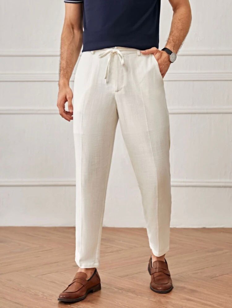 Men's Linen Thin Cropped Trousers