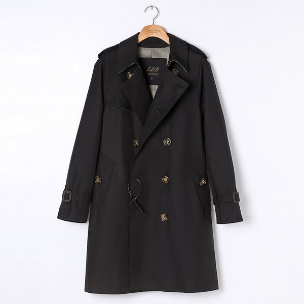 Double Breasted Business Coat British Casual Raglan Sleeve Overcoat