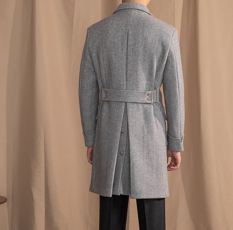 Palazzo Vintage Wool Blend Herringbone Polo Coat