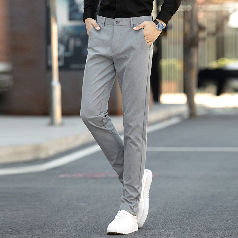 Korean Style Slim Men's Mid-waist Trousers