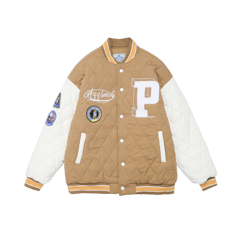 Winter New Down Embroidered Cardigan Baseball Jacket