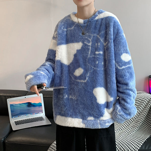 Chaqueta holgada de forro polar de cordero para hombre con suéter de felpa