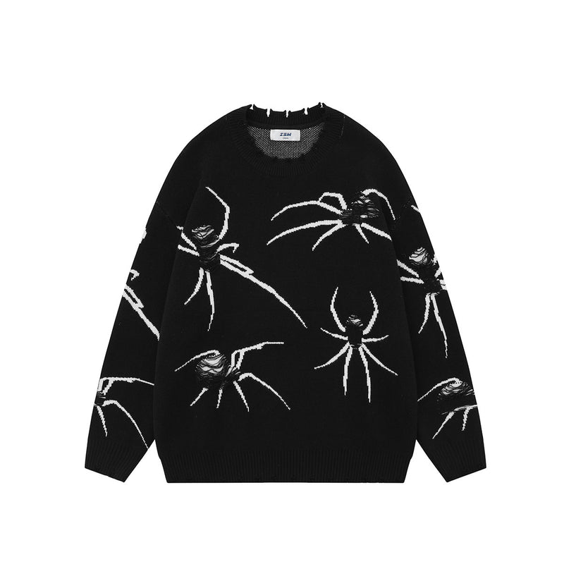 American Street Ripped Spider Damaged Sweater