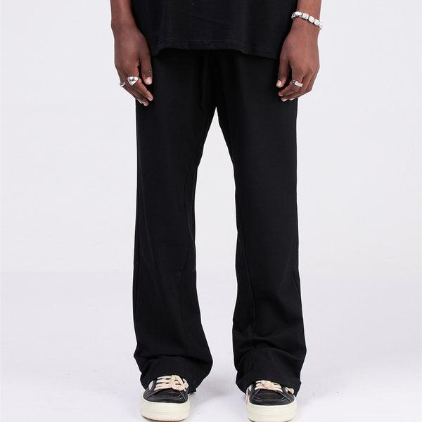 Black Loose Fitting Straight Casual Pants For Men