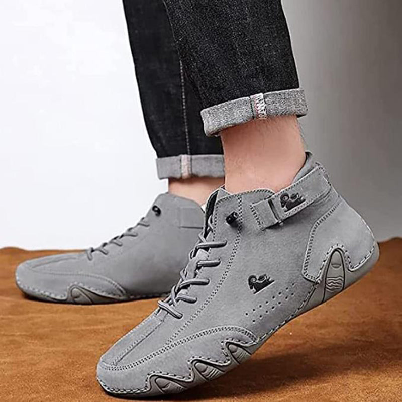 Men Ankle Boots Autumn Winter Suede Velcro Lace-up Sneakers