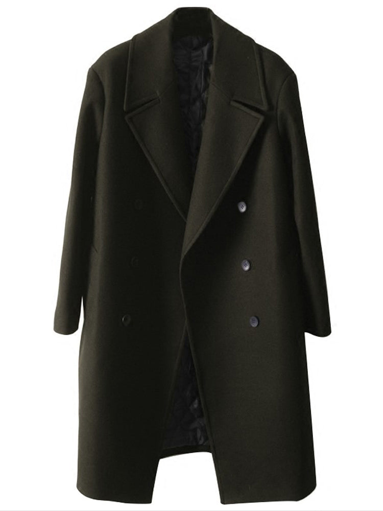 Woolen Men's Mid-length slim fit Trench Coat