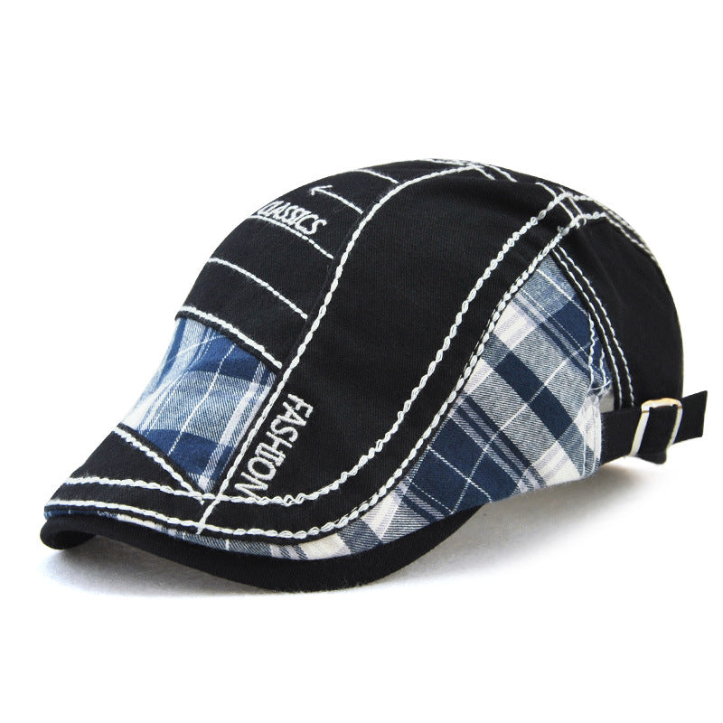 Duck Tongue Cap Plaid Patchwork Parallel Arrow