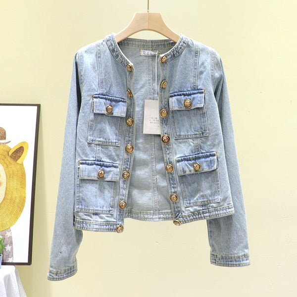 Blue Slim Fit Denim Jacket women