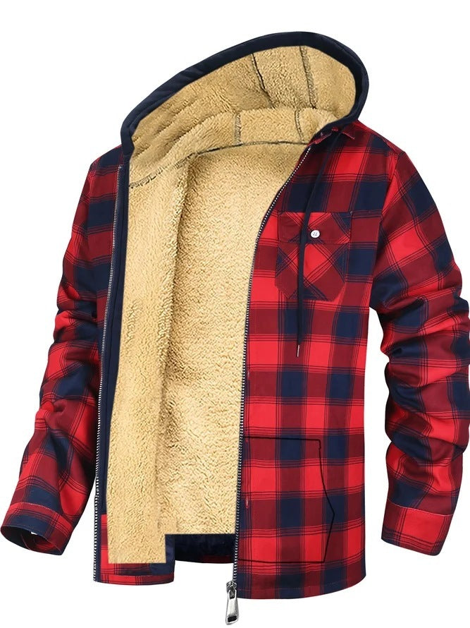 Thickened Cotton-padded Plaid Long Sleeve Loose jacket