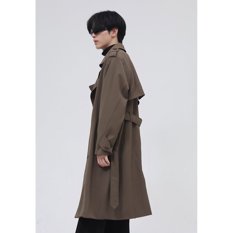 Double Breasted Simple Trench Coat Men's