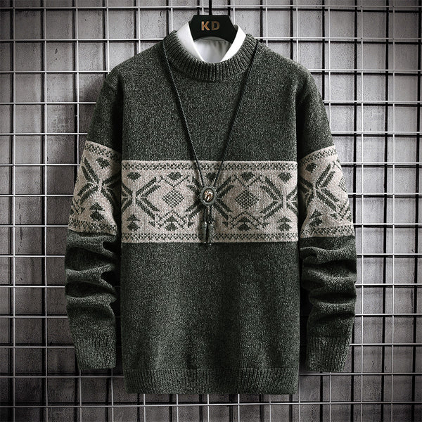 Semi High Collar Chenille Men's Warm Sweater