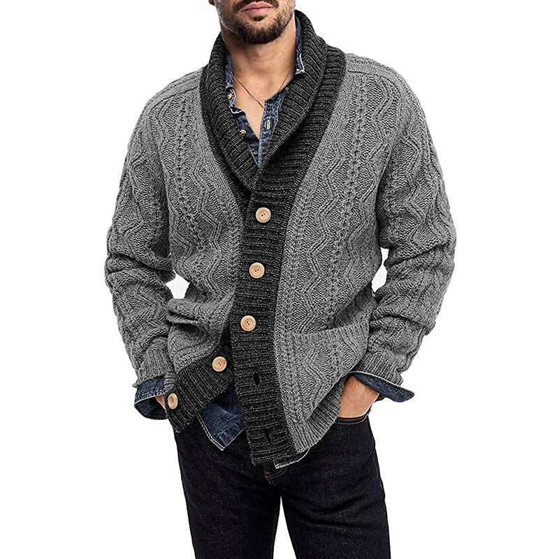 Pull en tricot à revers européen et américain pour hommes