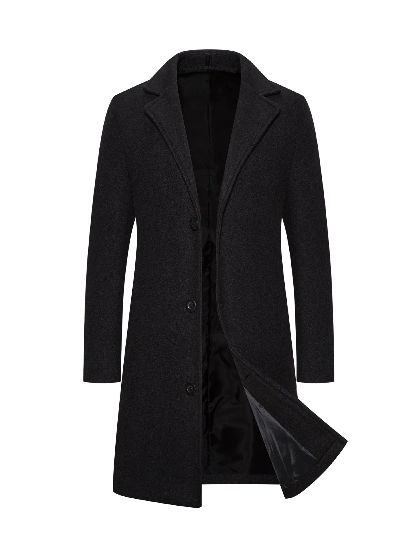 Men's Woolen Slim-fit Mid-length Trench Coat