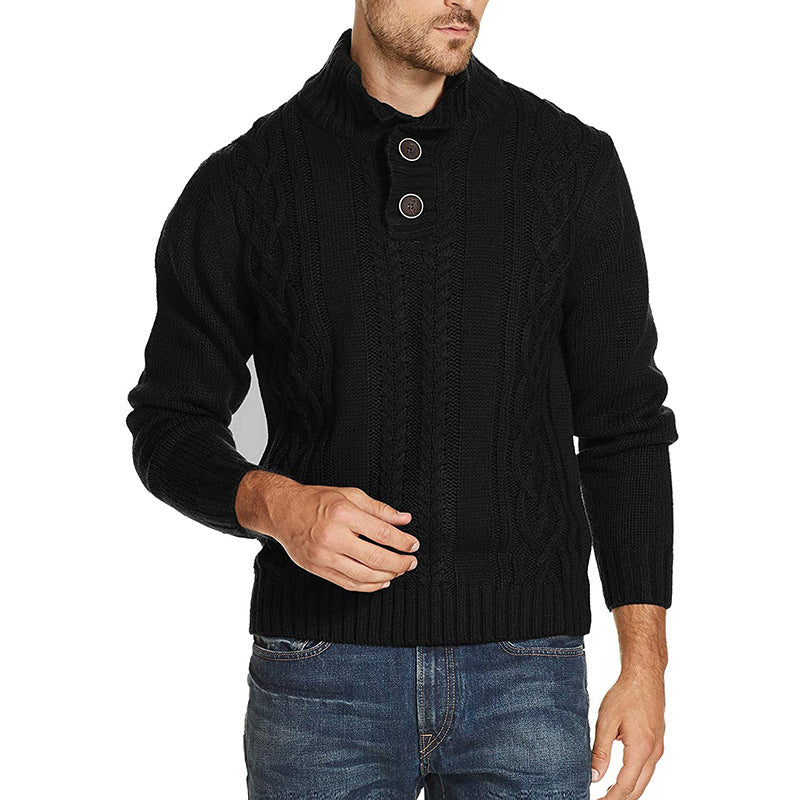 Men's Solid Color Long-sleeved Sweater