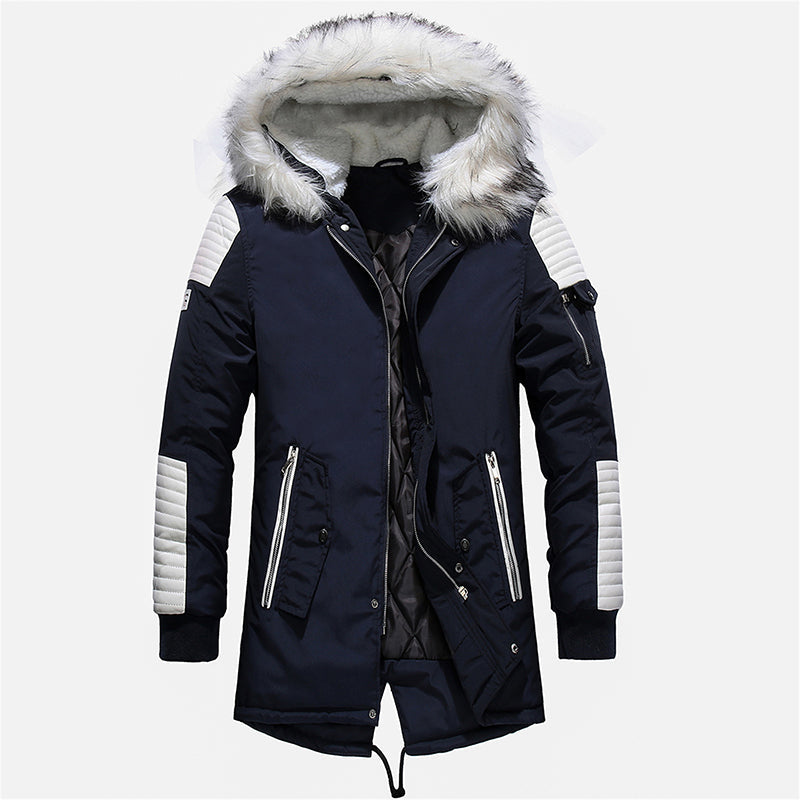 Winter Men Jacket Fur Hooded Collar Thick Warm Parka Men Coats