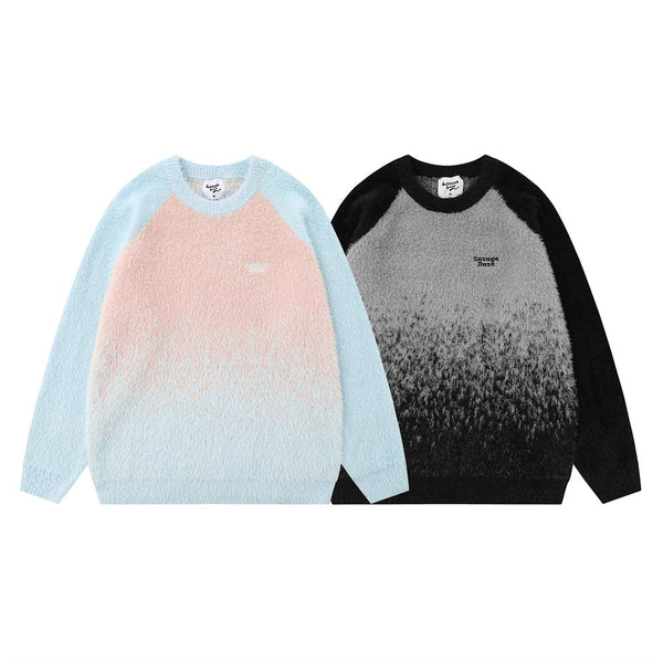 Gradient Mink-like Round Neck Sweater