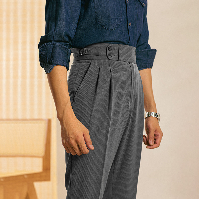 Paris Double Pleated Straight Fit Trousers