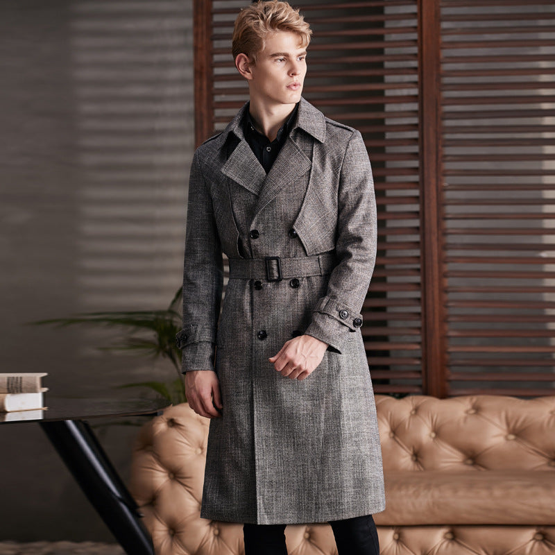 Men's long trench coat