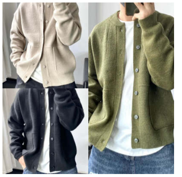 Maglione girocollo in cardigan di lana