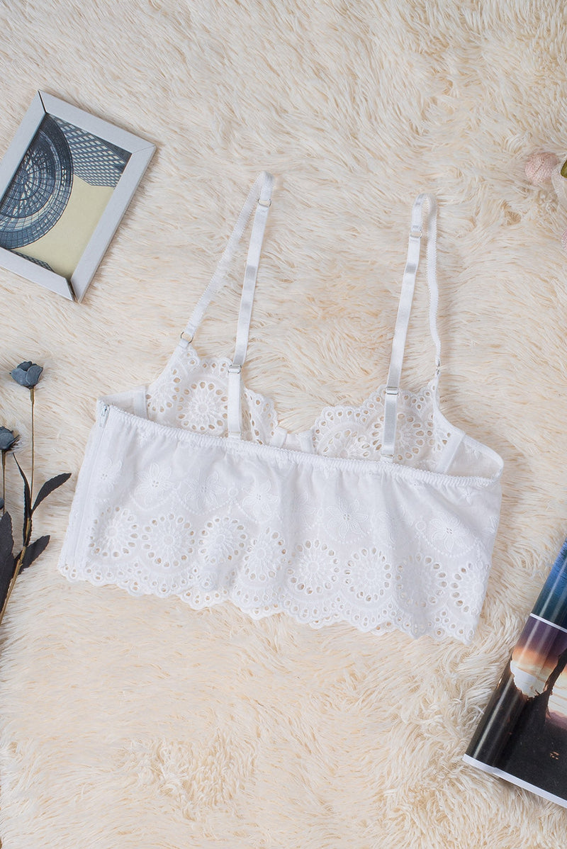 Eyelet Adjustable Strap Lace Bralette