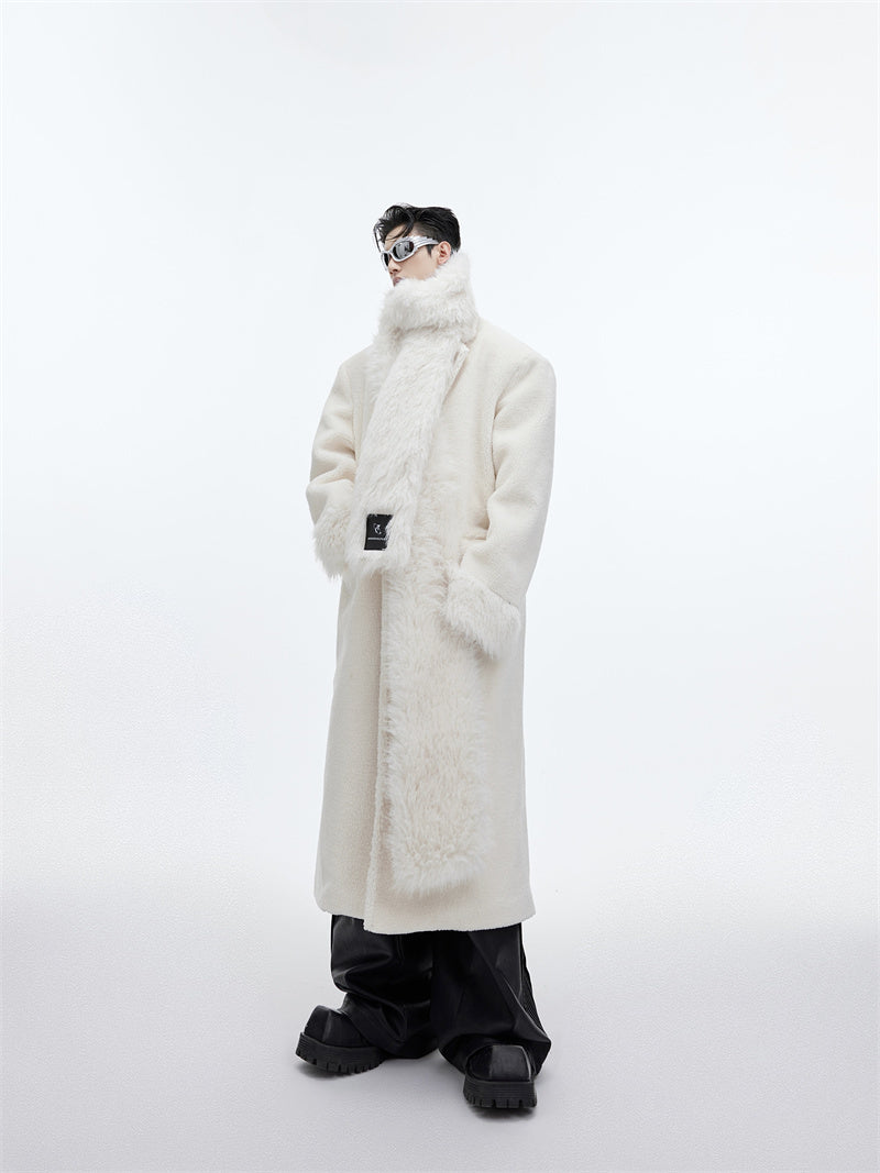 Scarf Design Overcoat Plush Thickened trench coat