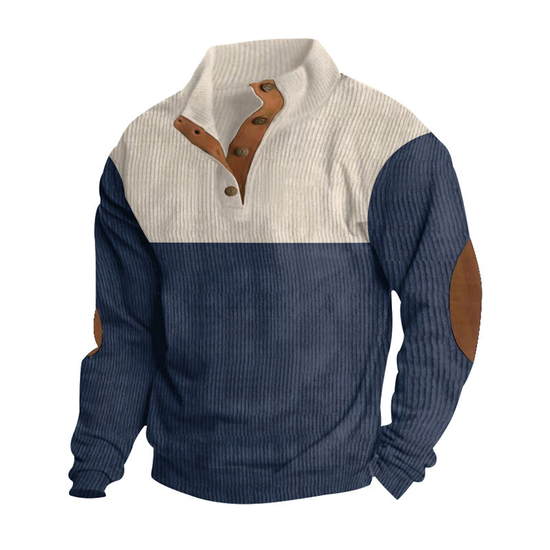 Sudadera casual con cuello alto y botones de manga larga