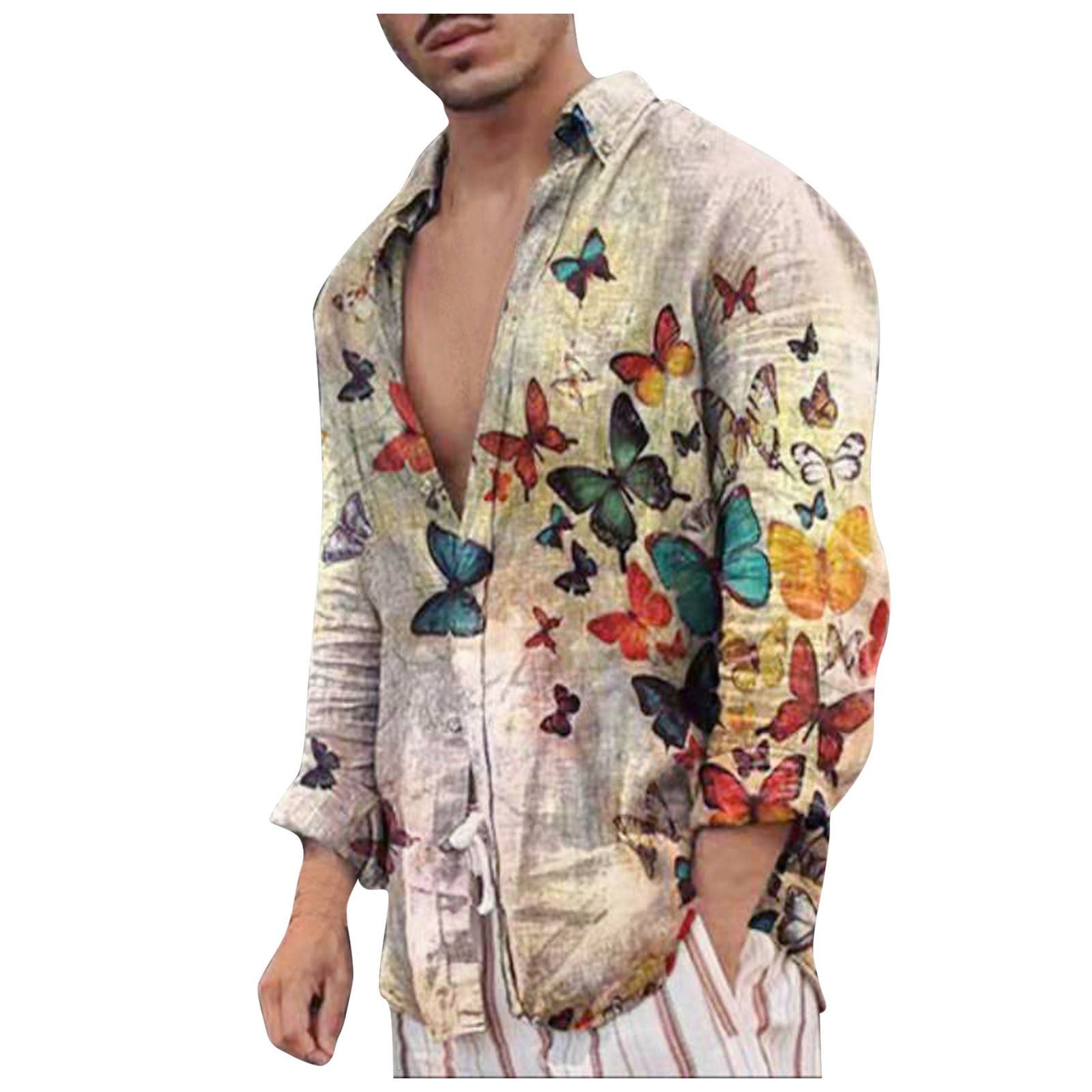 European And American Men's Long-sleeved Shirt Casual Printing