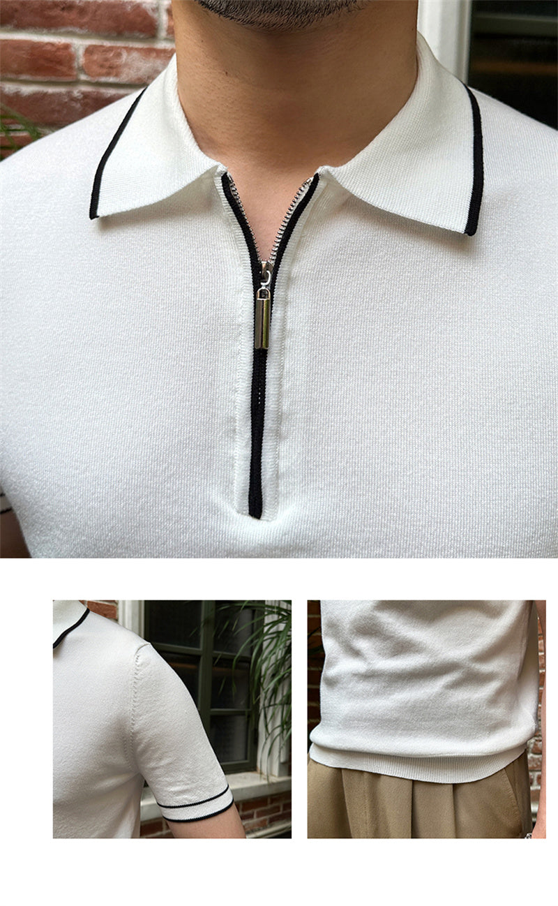 Contrast Yachting Knitted Zipper Polo