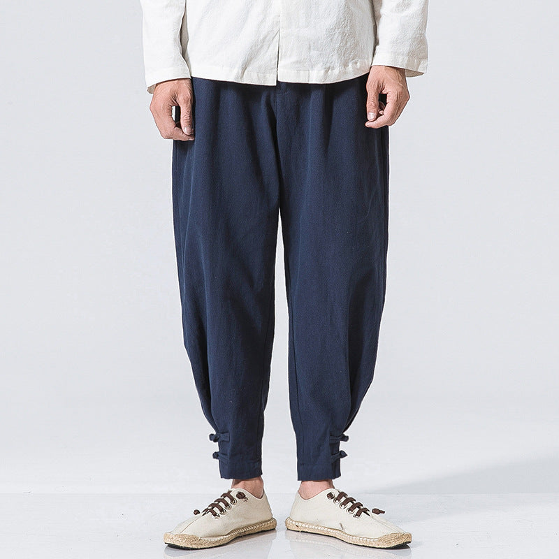 Men's Casual Cotton Linen Loose Harem Pants