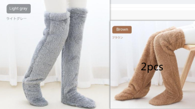 Over Knee High Fuzzy Long Socks Winter Warm Cold Leg Knee Joint Cold-proof Stockings