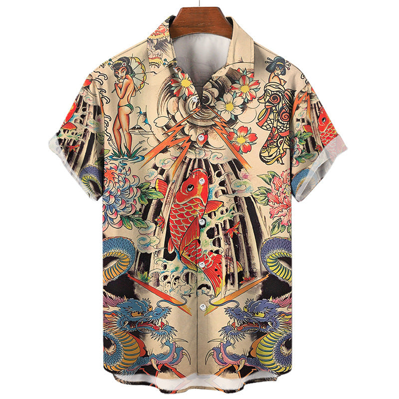 Men's Printing Hawaii Short Sleeve Polo Collar shirt