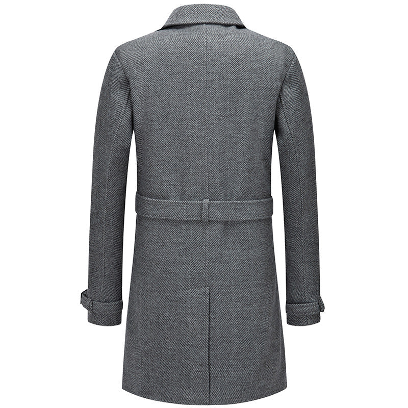 Men's Woolen Over The Knee Thickened trench Coat