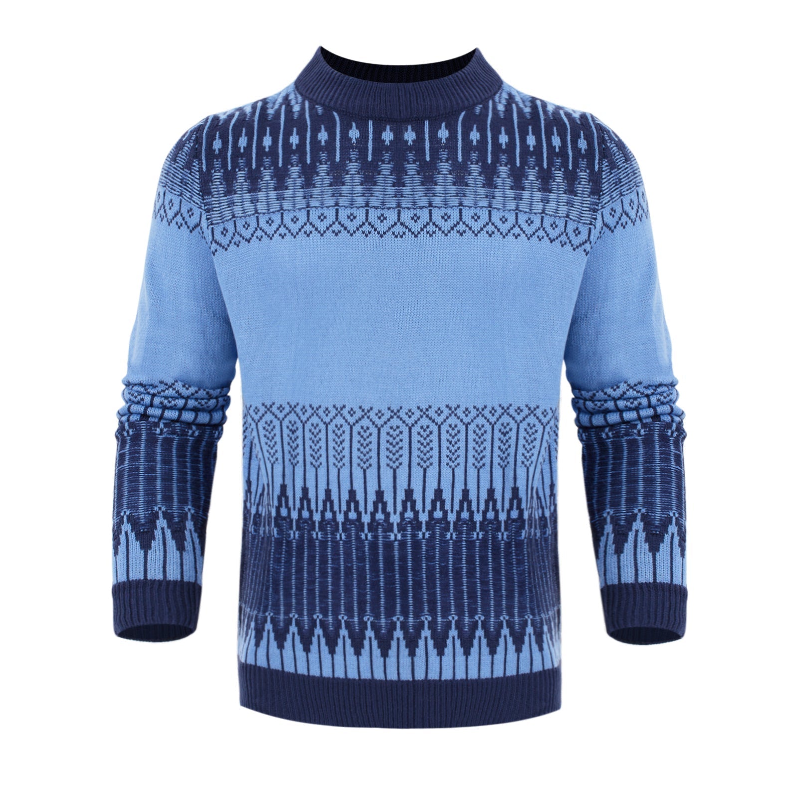 Maglione girocollo da uomo, unisex, a maniche lunghe, in maglia Fair Isle