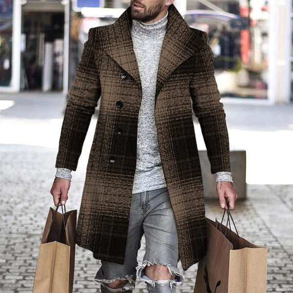 3D Digital Printing Men's Woolen Lapel trench coat