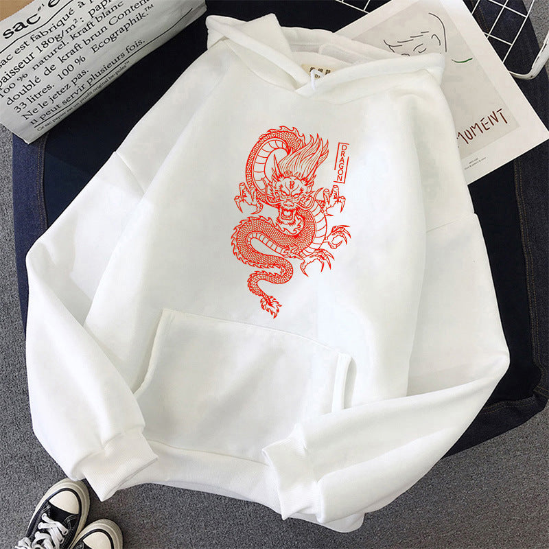 Harajuku Vintage Dragon Pattern Printed Street Hoodies