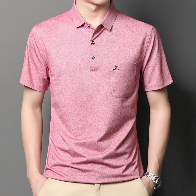 Short-sleeved Solid Color Polo T-shirt